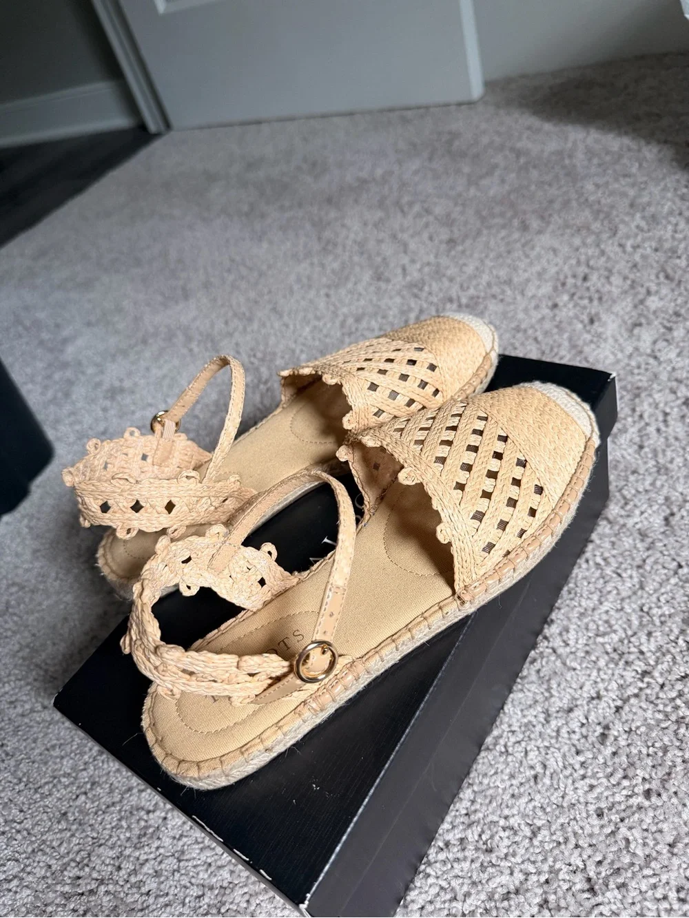 Talbots Crochet Woven Espadrille Sandals in Natural